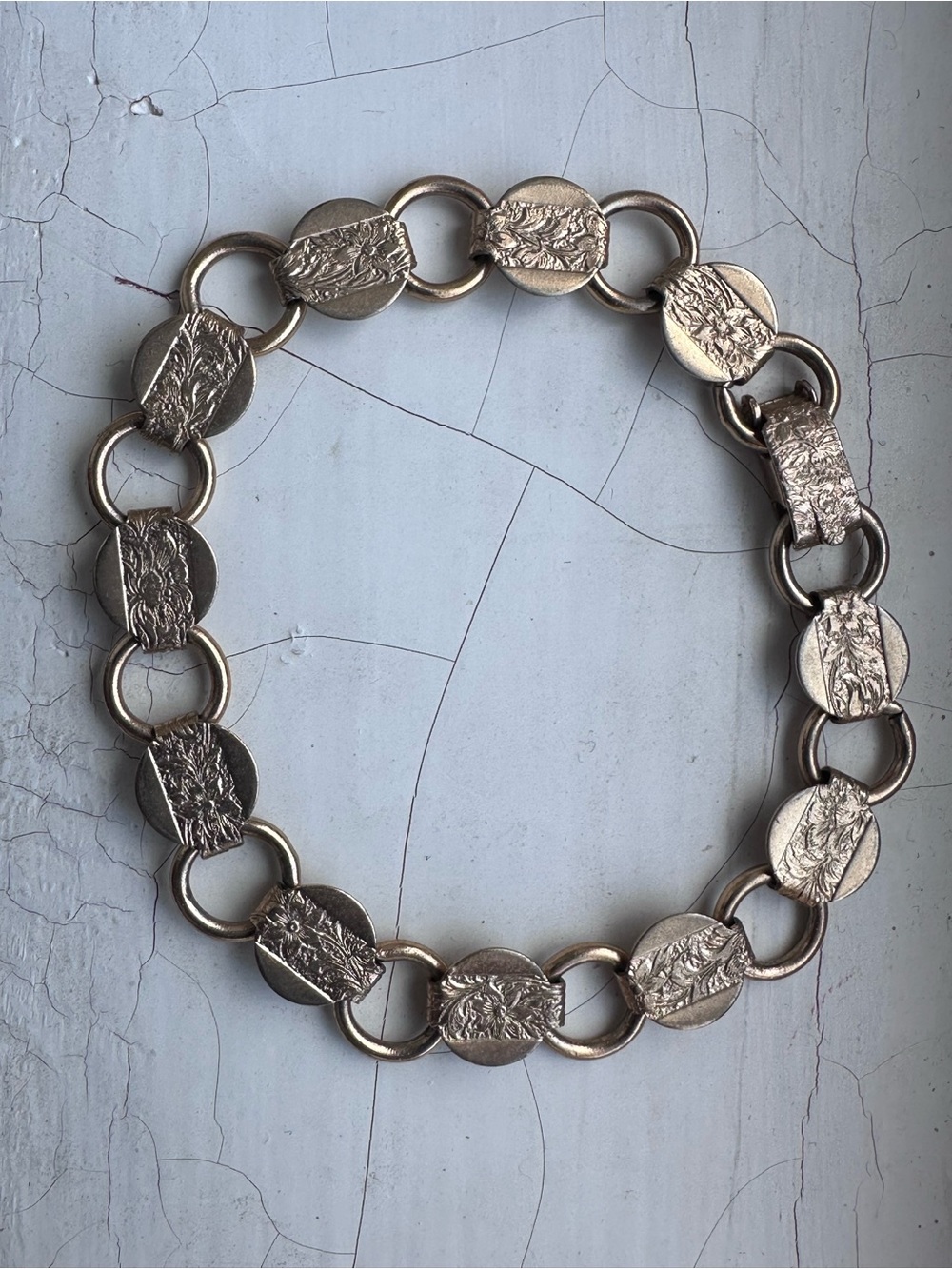 Sarah Coventry Silver-Tone Textured Disc Link Bracelet